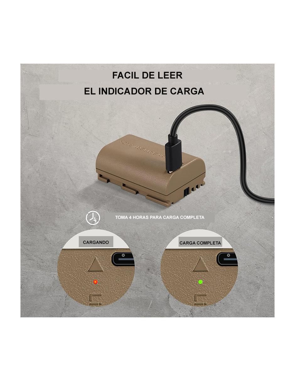 Batería recargable 2400 mAh tlp-e6nh 5
