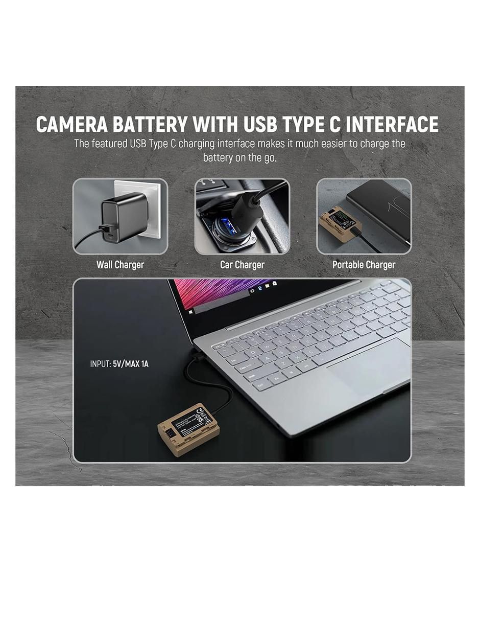 Batería recargable 2400 mAh tnp-fz100 4
