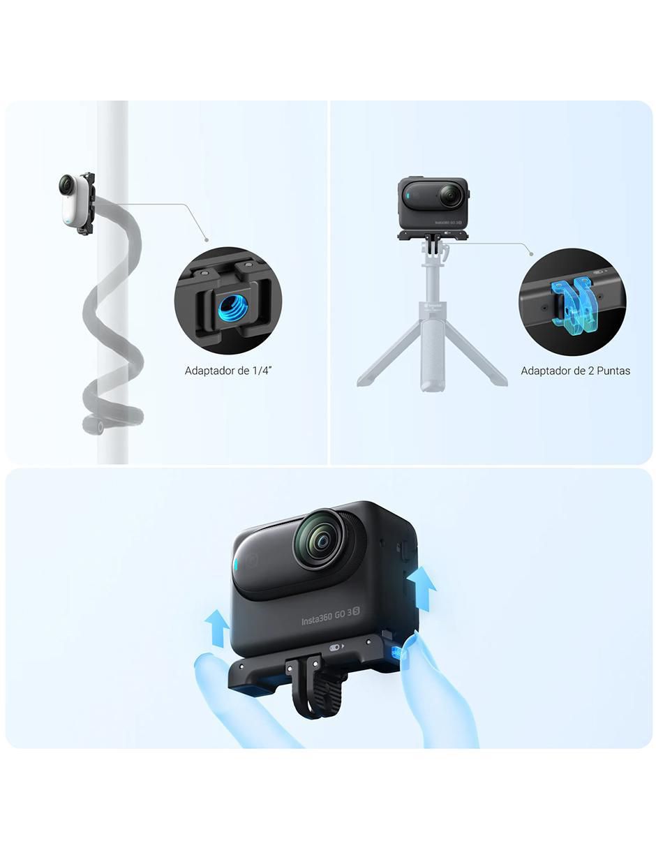 Adaptador y montura p/cámara Insta 360 Go3 / Go3S Quick Release 6