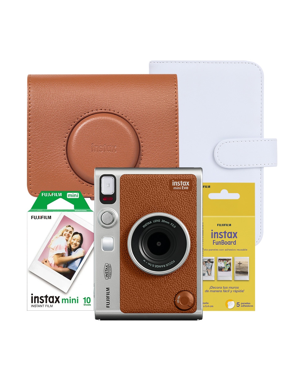 Cámara instantánea modelo Paq. instax Mini Evo + Pelicula + accesorios