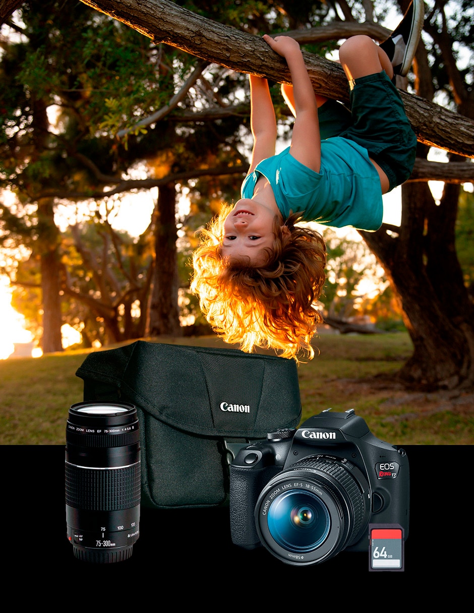 Kit cámara reflex y accesorios T7 con lente 18 a 55 mm f / 22 8