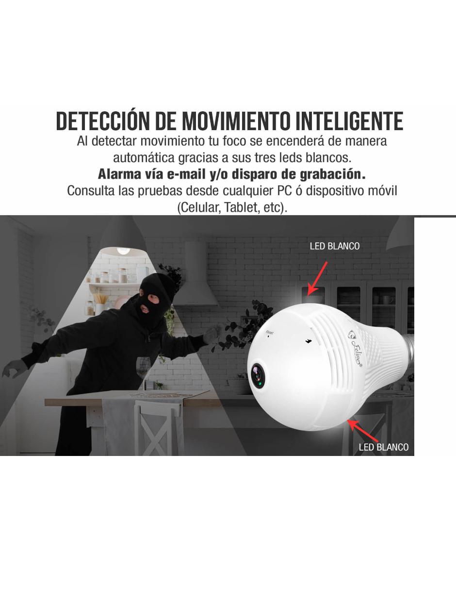 Cámara Foco WiFi Espía HD 960P IP Nube 360 Grados Video Seguridad 5